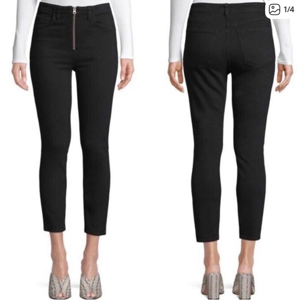 Agolde Black High-Rise Ankle Skinny Jeans with Front Zip